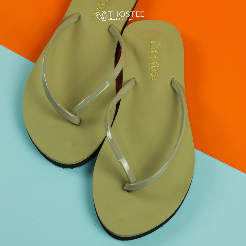 Sandal Jepit Karet Wanita Thostee Rubby sandalku.-Cream