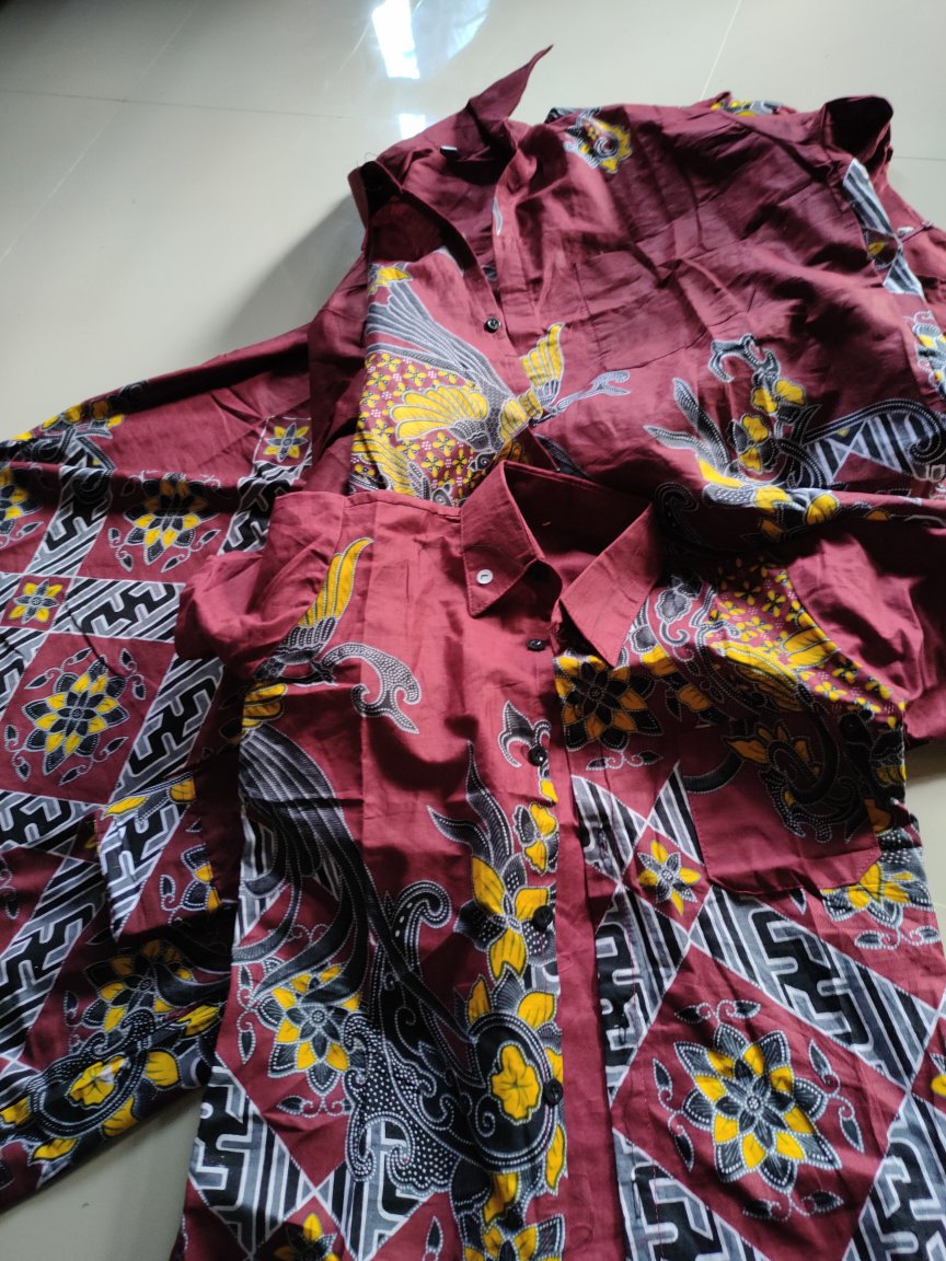 Batik Couple Keluarga Sania Ruffle Ori Ndoro Jowi Dnt Motif Kenari Merah