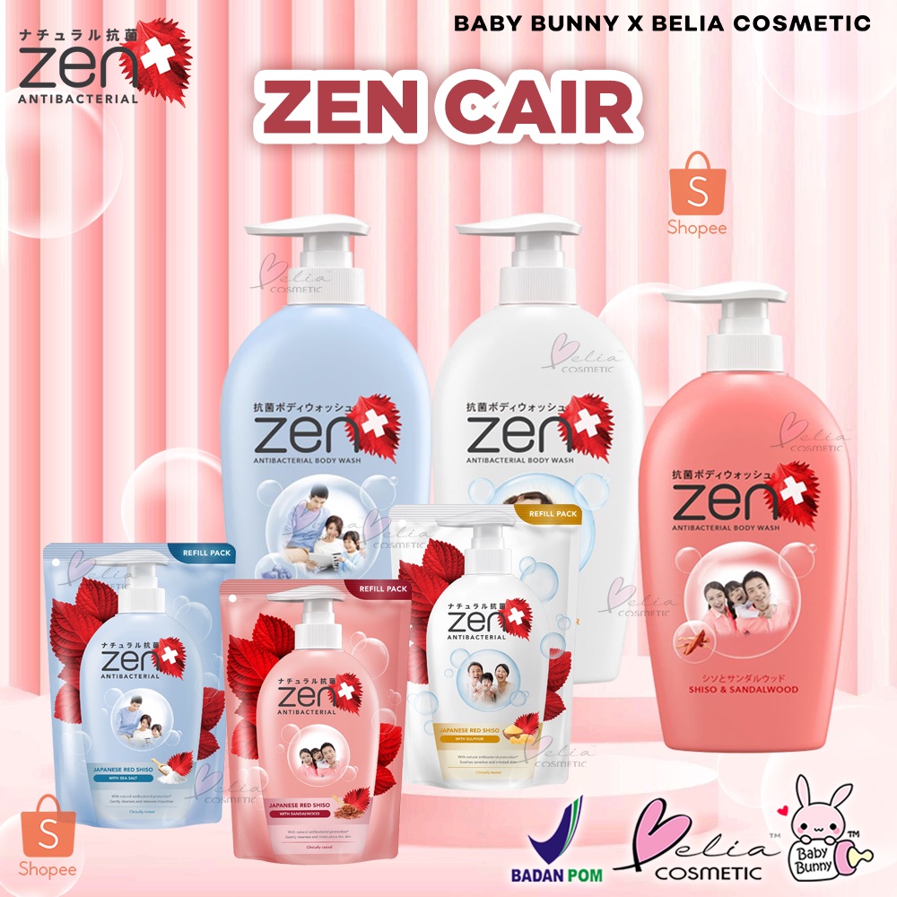 ❤ BELIA ❤ ZEN Antibacterial Sabun Cair Refill &amp; Pump Series 400 ml 500 ml | Sabun Cair | Sabun Mandi | Shinzui | BPOM