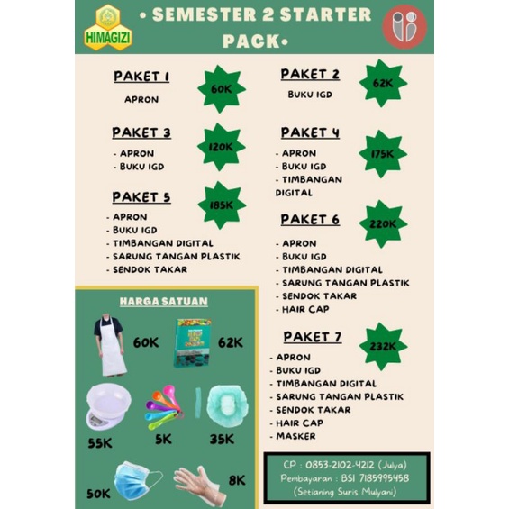 apron+sendok takar+timbangan+buku IGD