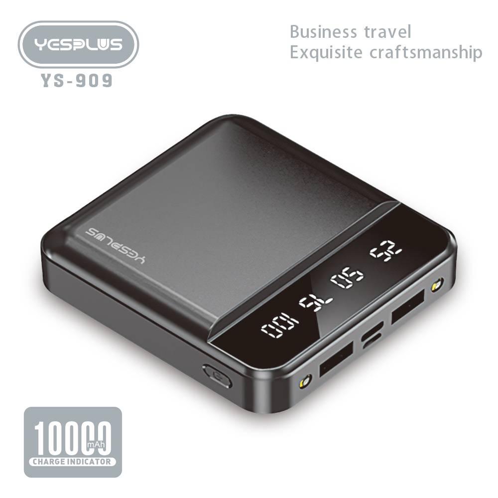 【33LV.ID】POWERBANK 10000mAh YS-909 Fast Charging Murah Mini LCD with Kabel Data lightning Type C Micro USB