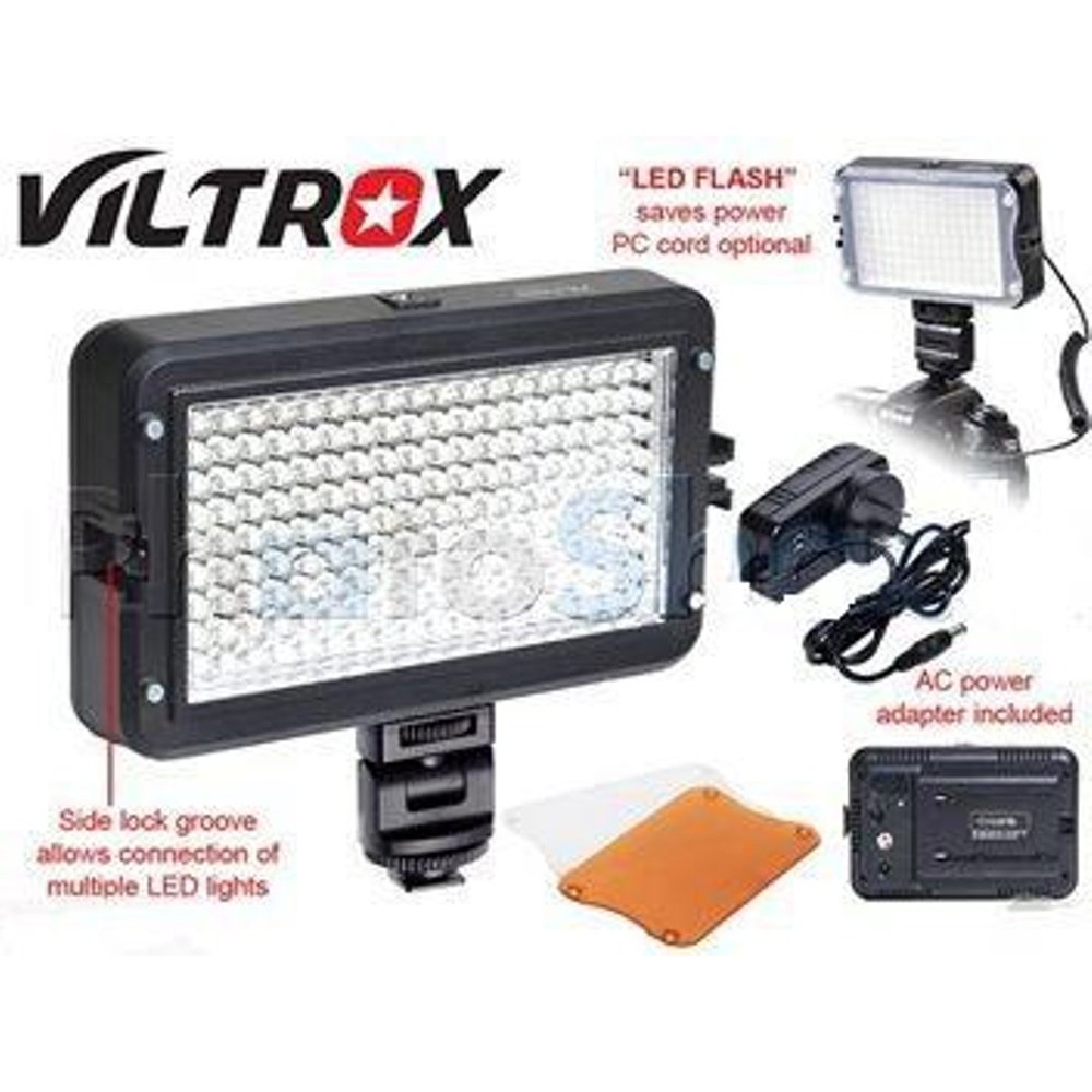 Viltrox LL-162VB Adjustable 162-LED light w/ Hot Shoe Adapter / Color Filters