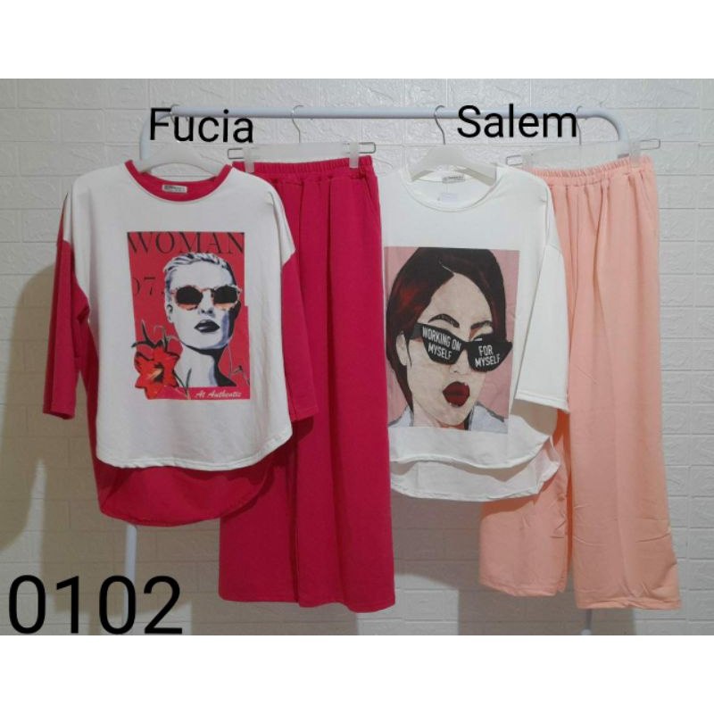 Setelan Celana Viral kaos Combed import Theresia