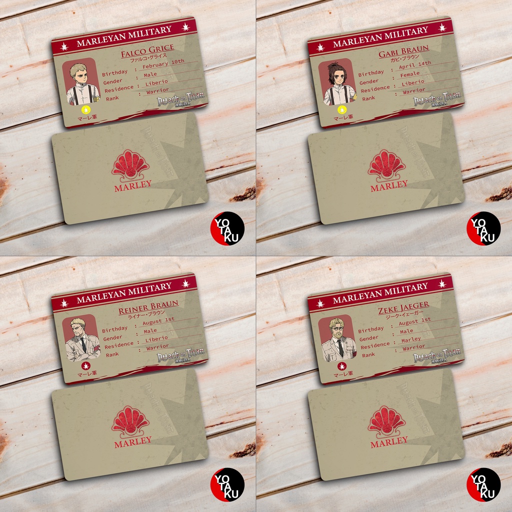 Kartu ID Card Anime ATTACK ON TITAN Marleyan Military Bisa Custom Nama YOTAKUSHOP YOTAKUSHOP