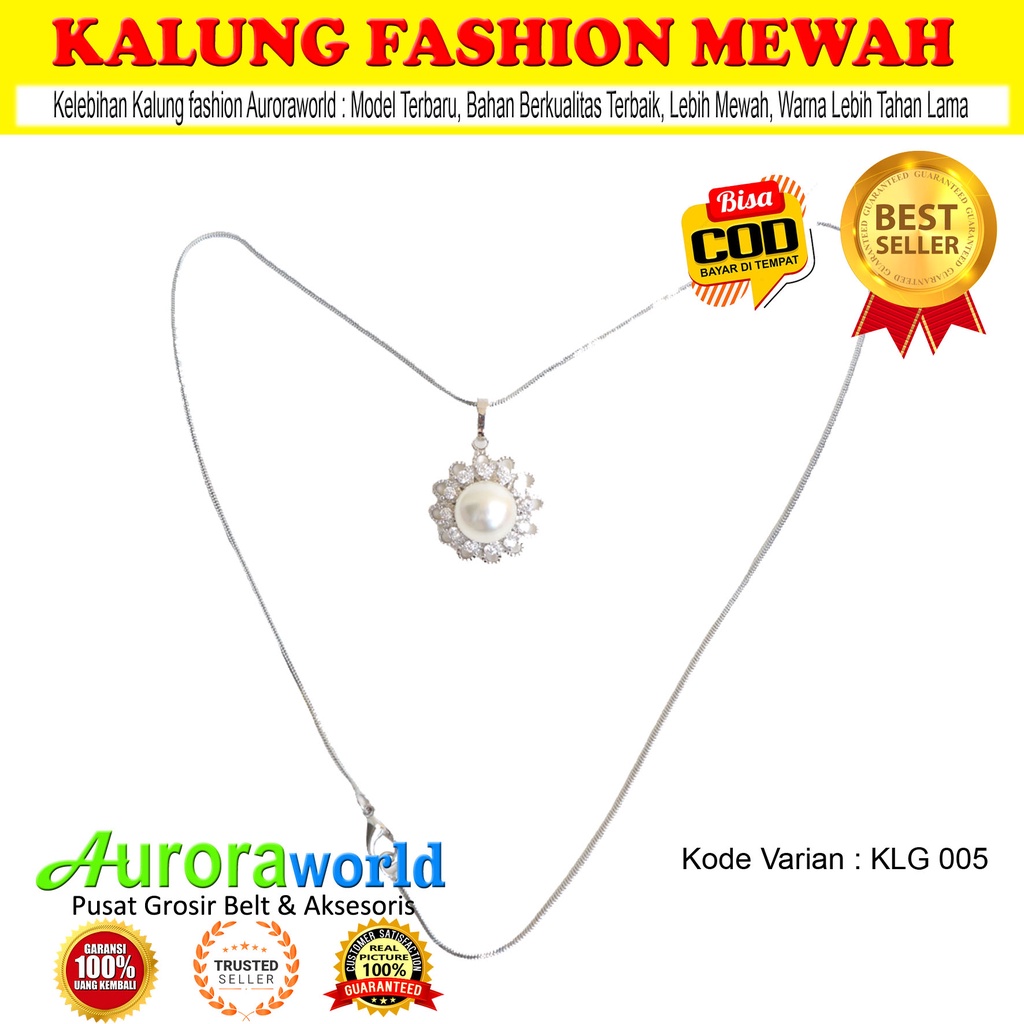 Kalung liontin mutiara bunga