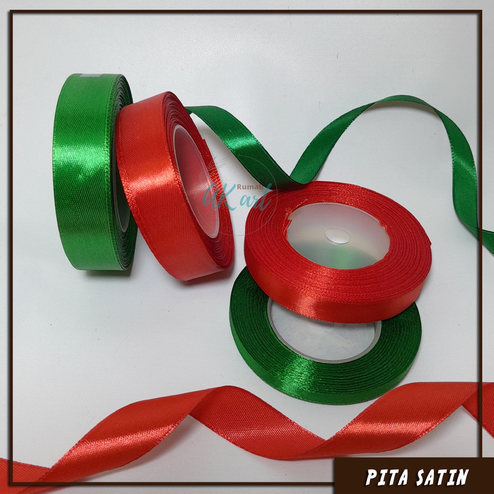 

[EDISI Natal/Christmas] Pita Satin Polos Per Roll Warna Merah & Hijau