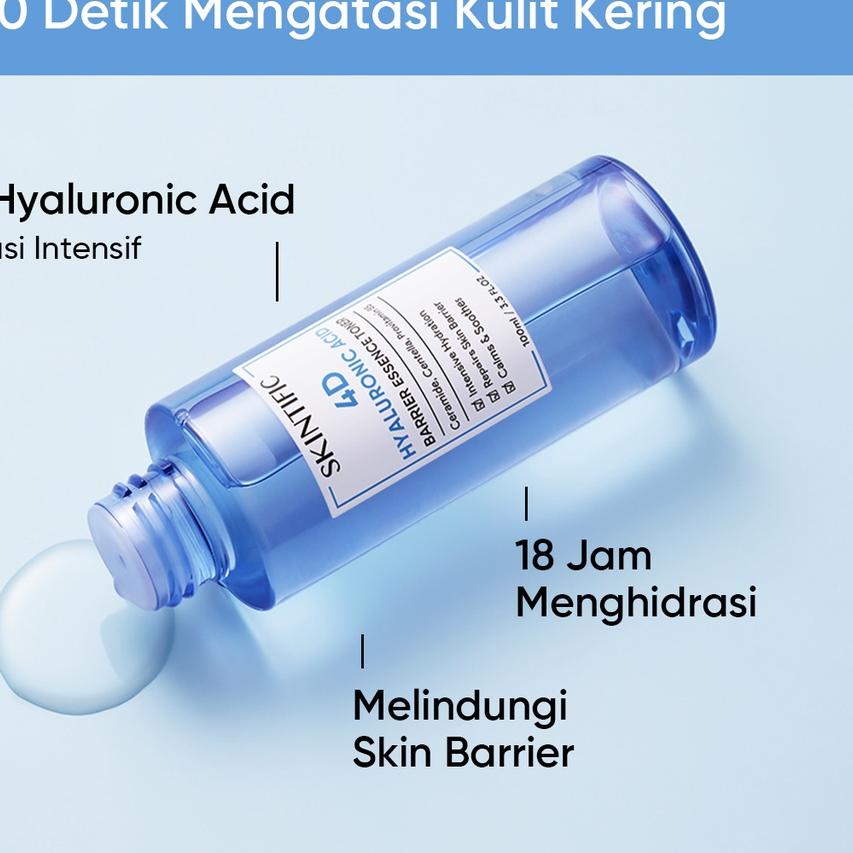 FREE ONGKIRSKINTIFIC 2pcs Set | 4D Hyaluronic Acid Barrier Essence Toner 100ml Toner Pelembab + 2% Salicylic Acid Anti Acne Serum 20ml|SQ9