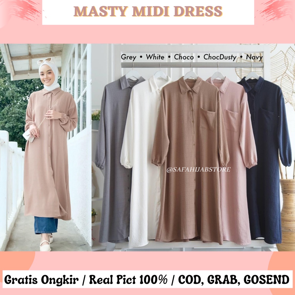 MASTY MIDI DRESS / LONG TUNIK / ATASAN WANITA / BUSUI FRIENDLY