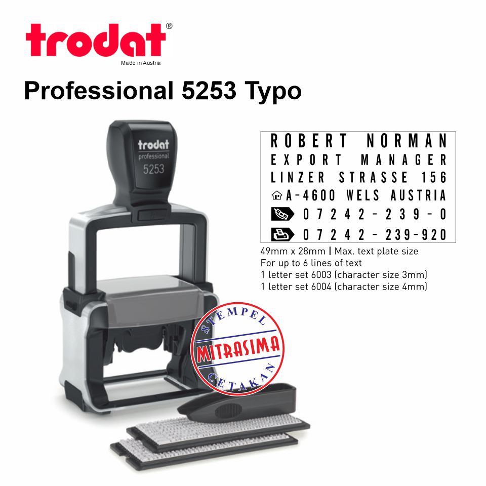 

Stempel Trodat 5253 - Stempel Professional Typo bentuk persegi