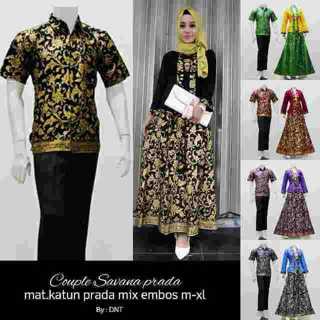 COUPLE RNB SAHARA PRADA EMBOSS GOLD FLORAL FLOWER BUNGA SARIMBIT BATIK PRODO KLOK PANJANG