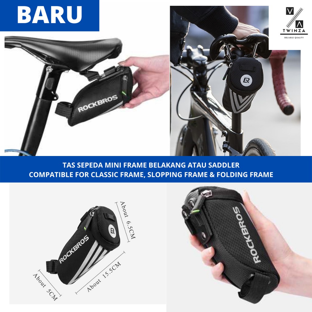 Tas Sepeda Mini Rockbros C28 tas sadel belakang tas waterproof tas Frame belakang Rear bag