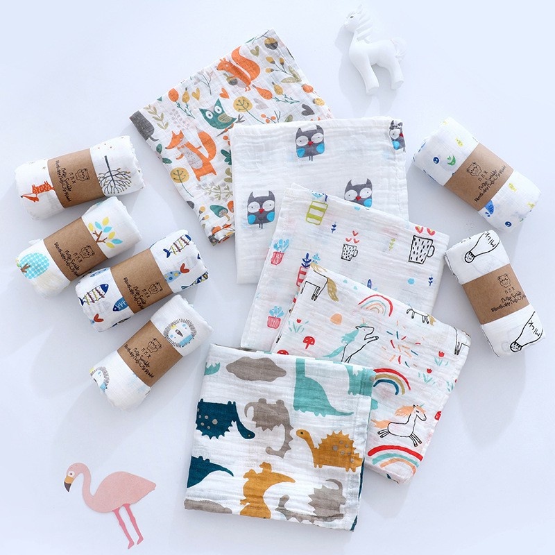 Bedong Muslin Swaddle Me Motif - Selimut Bedong Bayi uk 110 cm x 120 cm