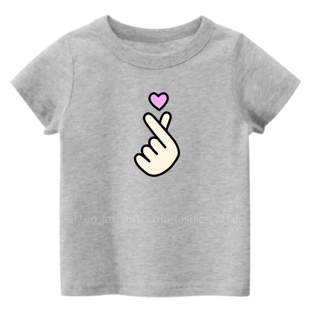 ATASAN BAJU KAOS ANAK PEREMPUAN DAN LAKI LAKI IDEAL USIA 2 3 4 5 6 7 8 9 TAHUN MOTIF SARANGHEO LOVE SIGN UKURAN S M L XL