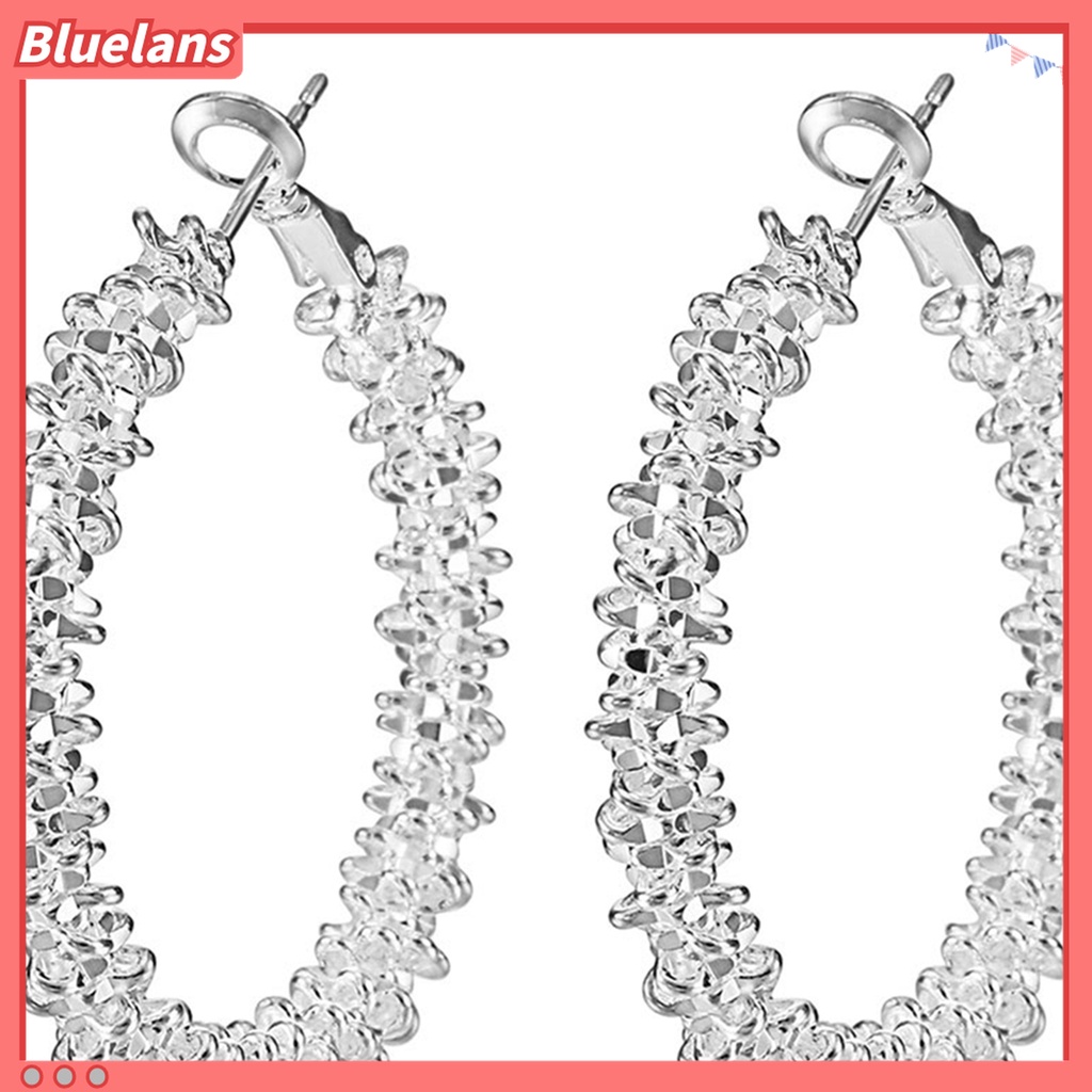 Bluelans Anting Hoop Lapis Silver Anti Karat Untuk Wanita