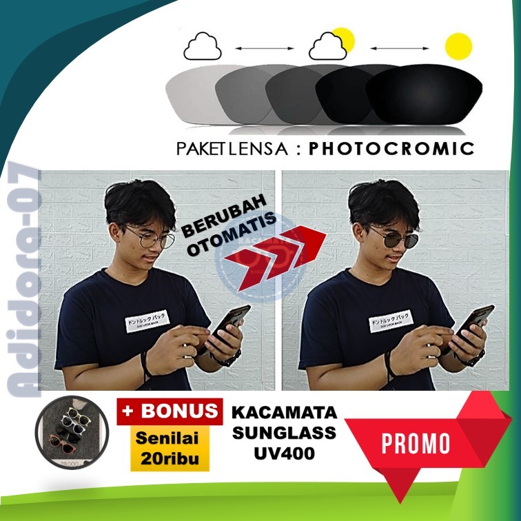 COD MURAH Frame Kacamata Cowok Photocromic Anti Radiasi Matahari RICAIS208.21 Adidora07