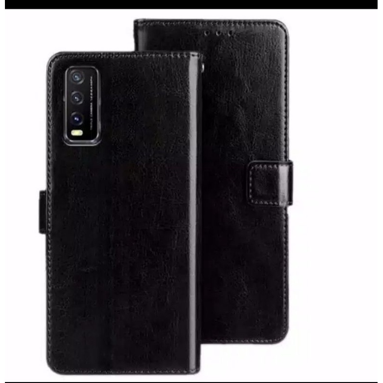 VIVO Y20SG Leather Cover Case Dompet Kulit Lipat