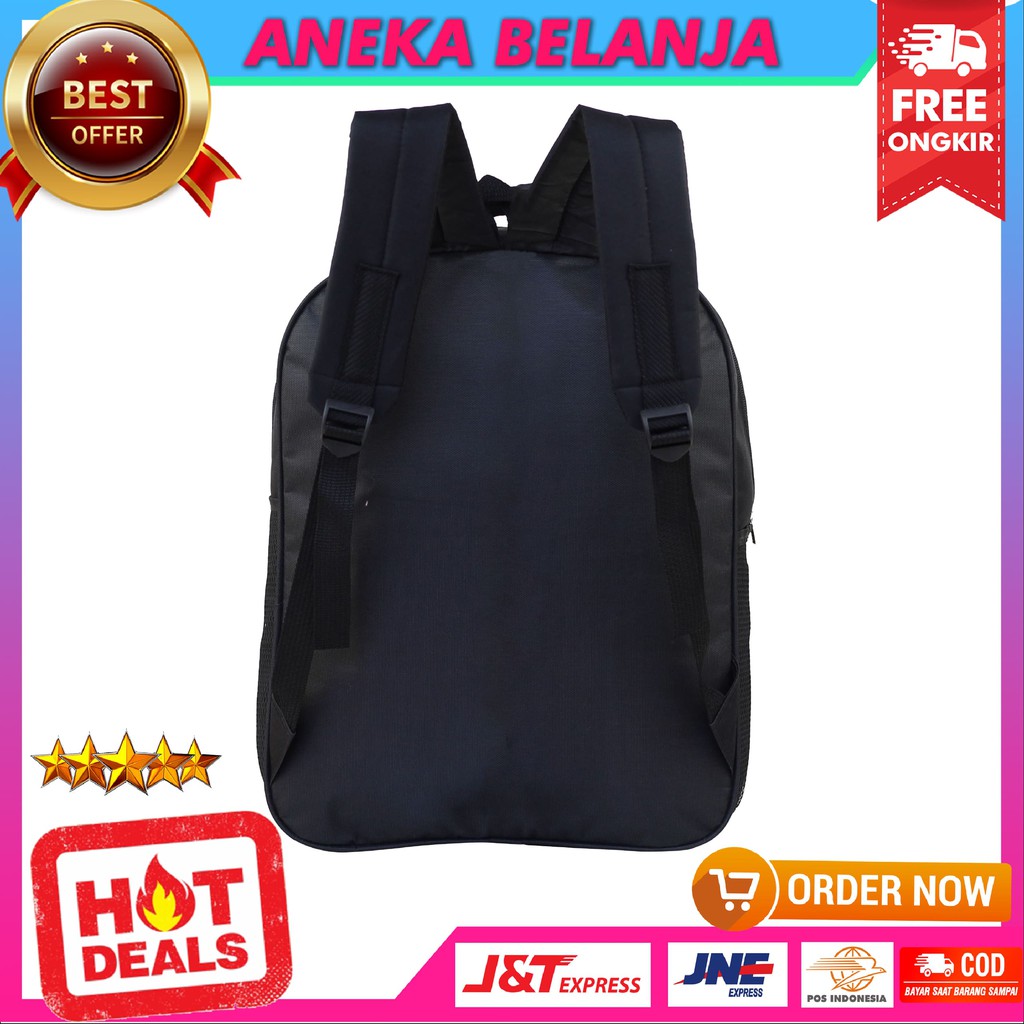 Ransel Cowok Model Sport Warna Hitam Garis Pinggir Orange Tas Punggung Pria Berkualitas Ekonomis Multifungsi