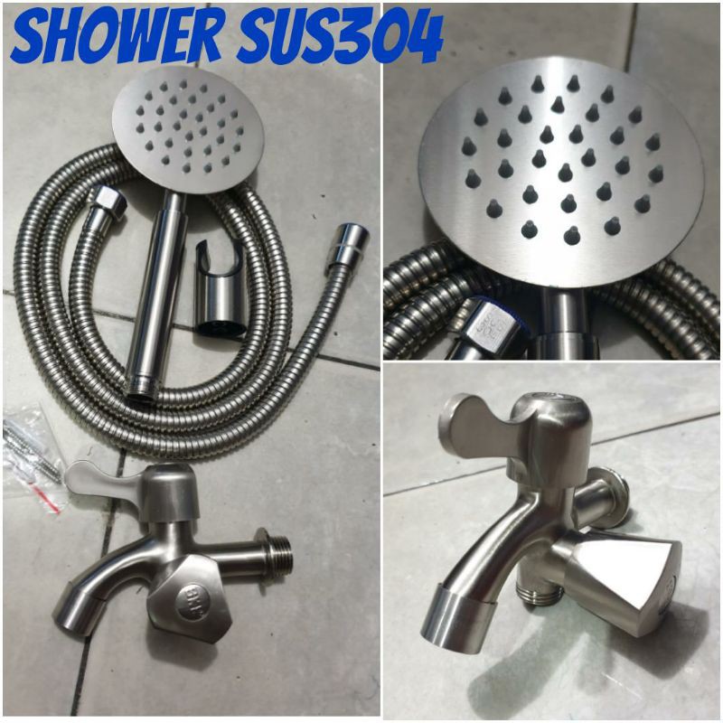 paket shower mandi stainless SUS304 dan kran cabang PROMO