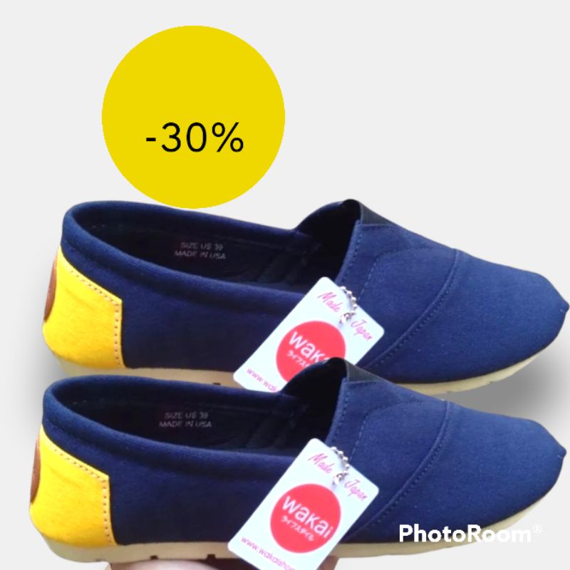 Slip on wakai nevi tumit kuning/ slip on unisex dewasa termurah