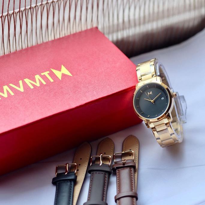 Termurah - Jam Tangan Pria Wanita Mvmt Tangaal Tali Kulit Full Set - Promo