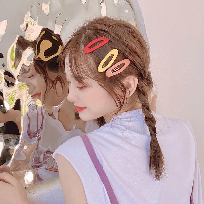 [Ready Stock] 10 Pcs/Set Women Korean INS Style Acrylic Simple BB Hair Clip Girls One Word Cute Bangs Folder Macaron Candy Colors Back Of Head Hairpin