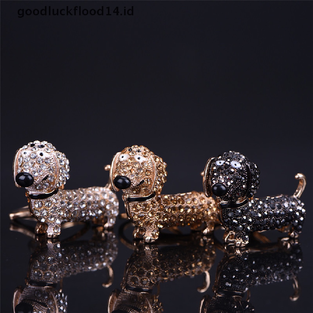 [OOID] Bling Crystal Dog Dachshund Keychain Purse Pendant Car Holder Key Ring Nice New ID