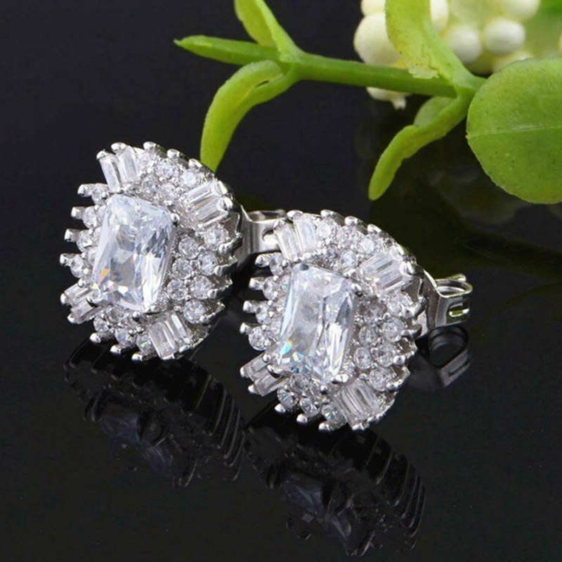 Bling Bling Women's Stud Earrings OL Style Fashion Versatile Geometric Cubic Zirconia Earring High Quality Trendy Jewelry