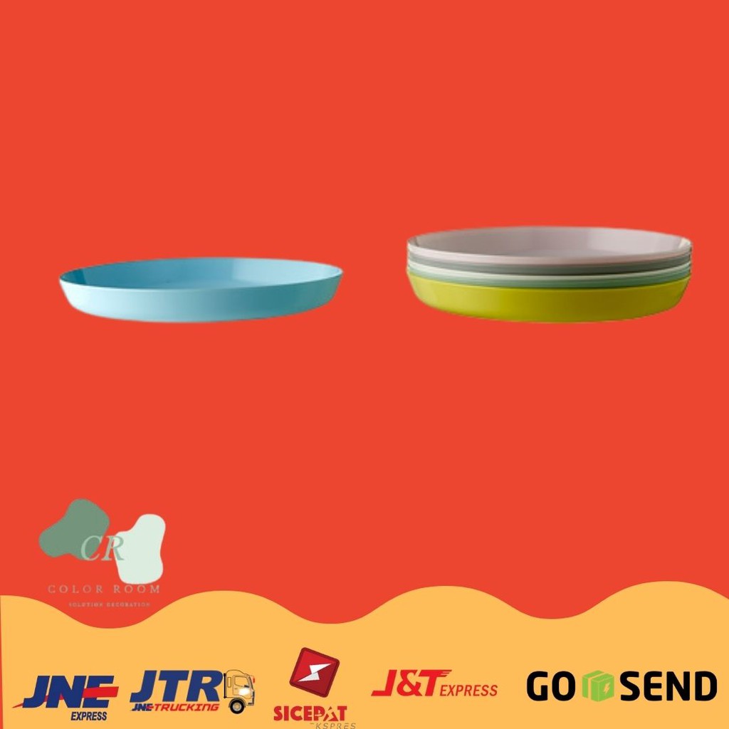 KLS Piring plasti/ peralatan makan bayi/ piring makan anak bayi, warna campuran isi 6pcs