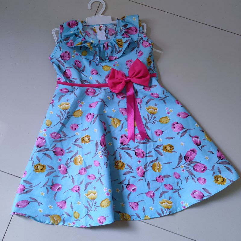 Dress anak 2 3 tahun singket motif bunga tulip singlet