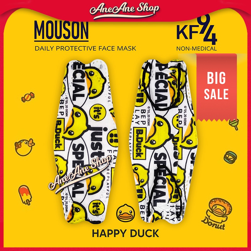 Masker Mouson KF94 Motif Happy Duck 4 ply isi 10 Masker Non Medis Sekali Pakai