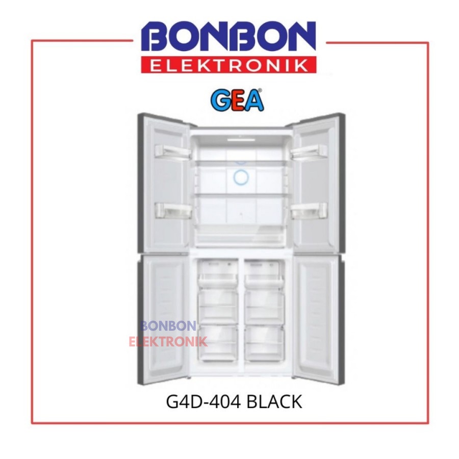 GEA Kulkas Side By Side 4 Pintu G4D-404 Black / G4D404