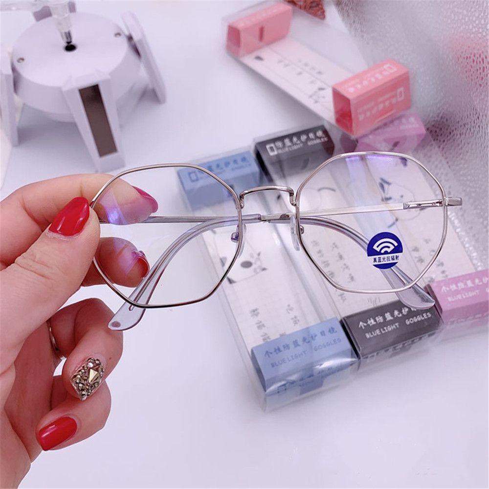 Wonder Kacamata Anti-Biru Retro Octagon Metal Vision Care