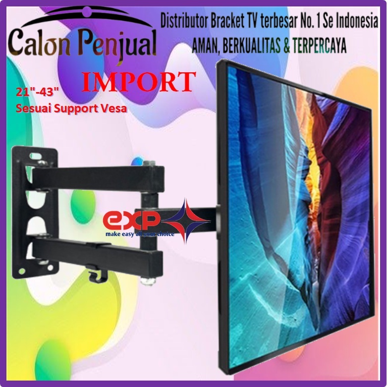 Bracket TV HISENSE 14 s/d 43 inch 6 ARAH FULL BESI SUPER KOKOH GARANSI 100% ORI