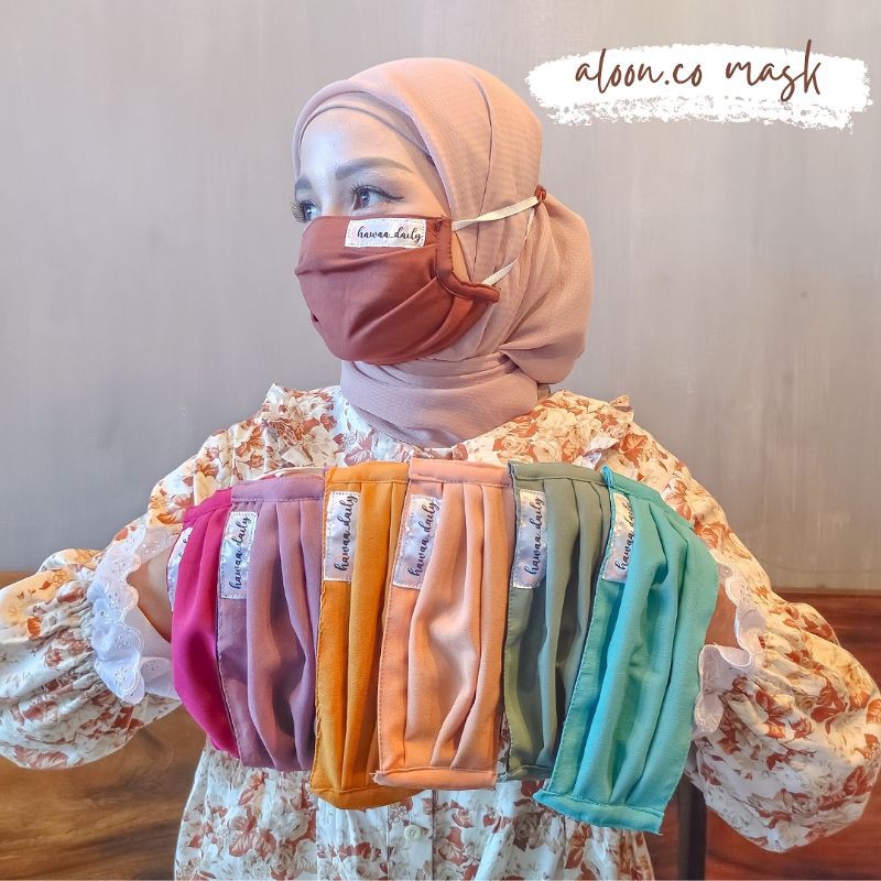 Masker Kain Hijab Kombinasi Serut HEADLOOP 2 Ply / 2 Lapis - Masker Serut Hijab