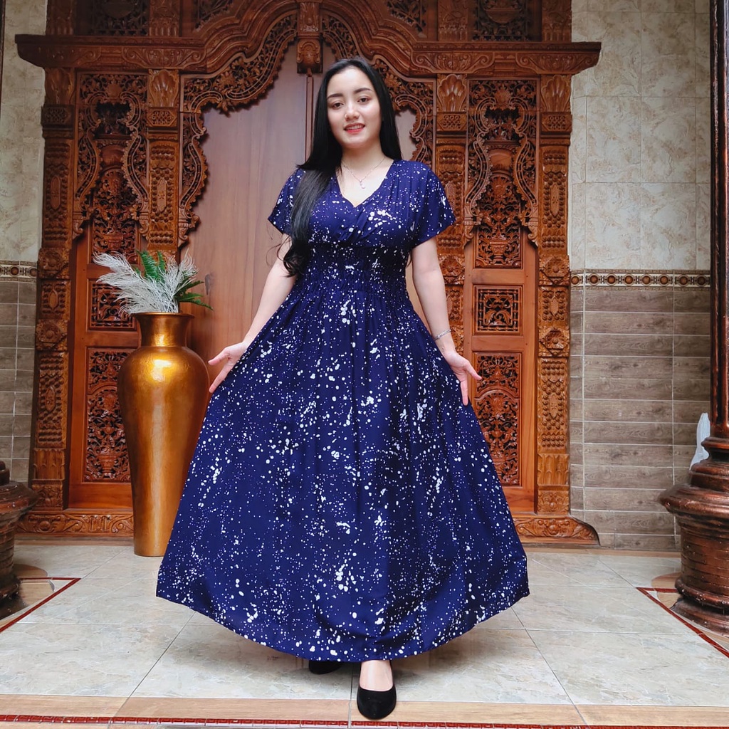 DASTER MOZA PRINT | BALI LONGDRESS-GALAXY NAVY