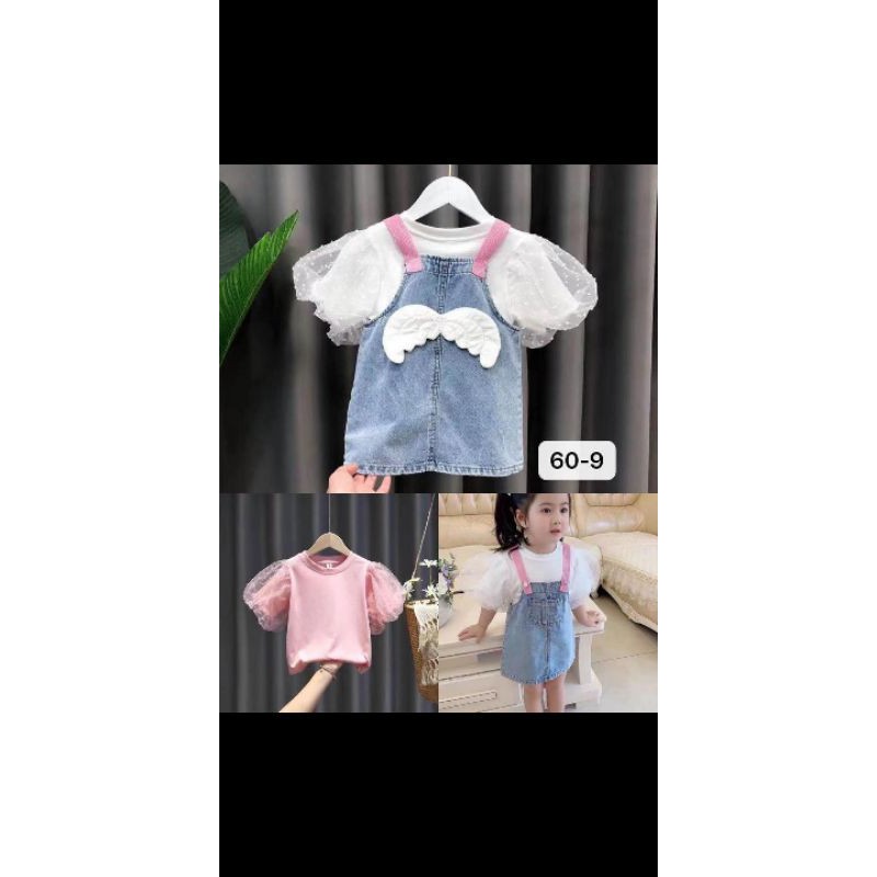 baju anak perempuan overall sayap 2-5th