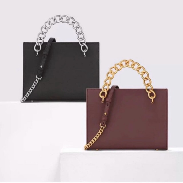 ORIGINAL Charles&k3ith chain plain square bag / tas CK c&k cnk tote kotak polos rantai