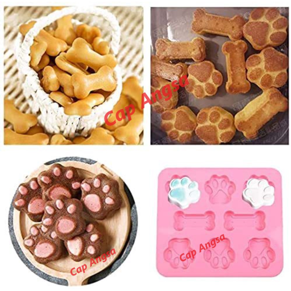 CETAKAN SILICONE PET PAW BONE 8 CAVITY CETAKAN SILIKON TULANG TELAPAK HEWAN AGAR PUDING FONDANT CHOCOLATE MOLD 3D KUE