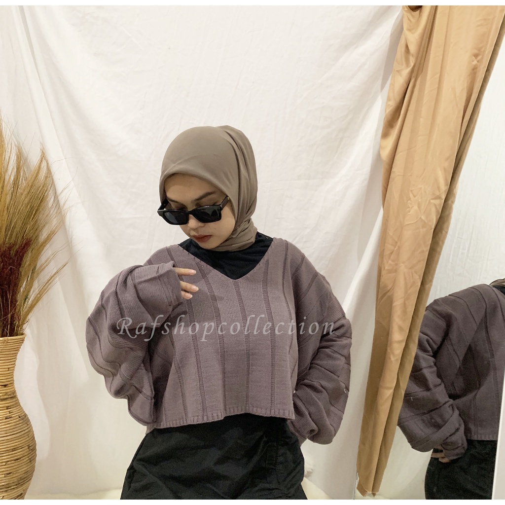 ZEEYA crop_Sweater crop premium7GET_crop wanita_Oversize Sweater Crop