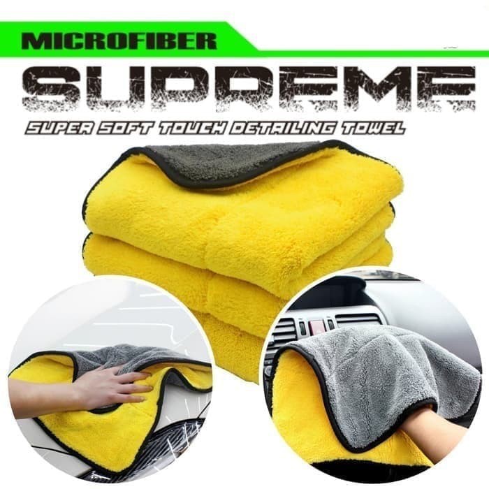 KAIN LAP MICROFIBER HANDUK ANTI LECET LEMBUT TEBAL BESAR 30 X 40 CM PEMBERSIH SERBAGUNA