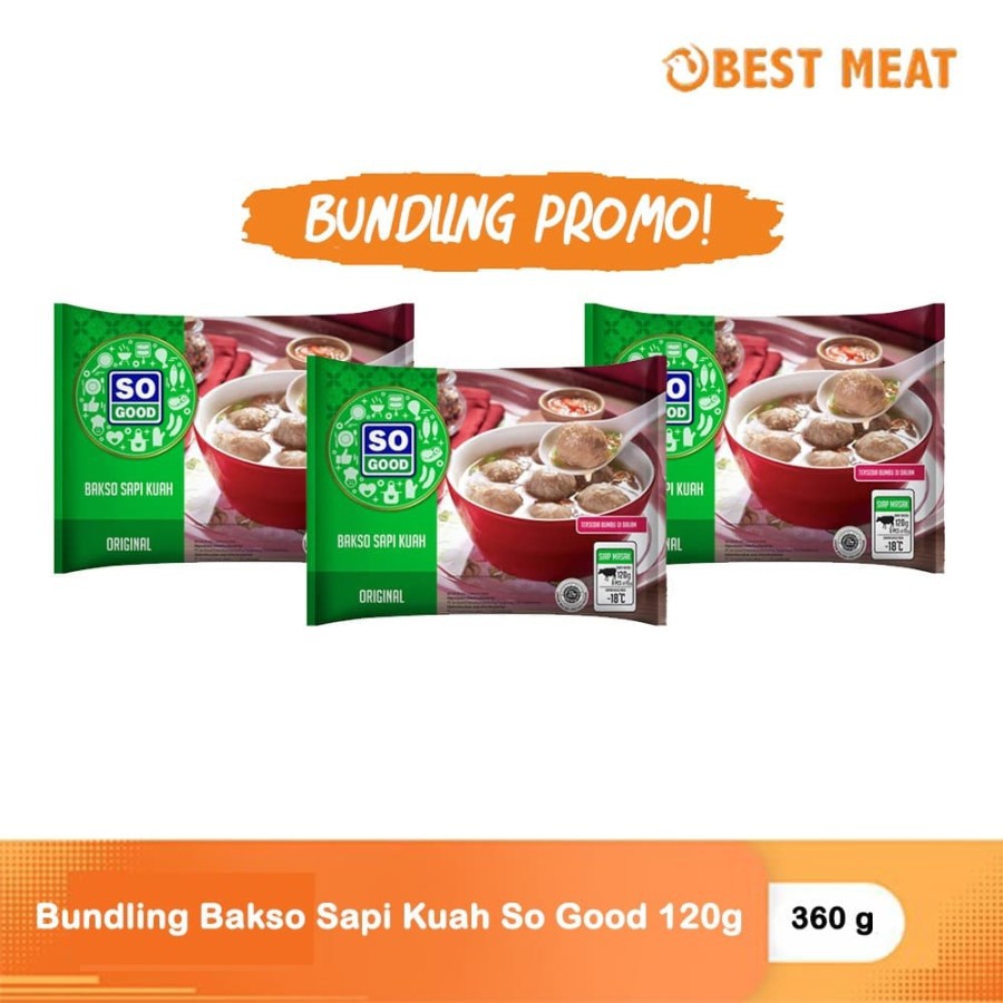 Jual Bundling Bakso Sapi Kuah Halal So Good 120 Gr 3pcs Shopee