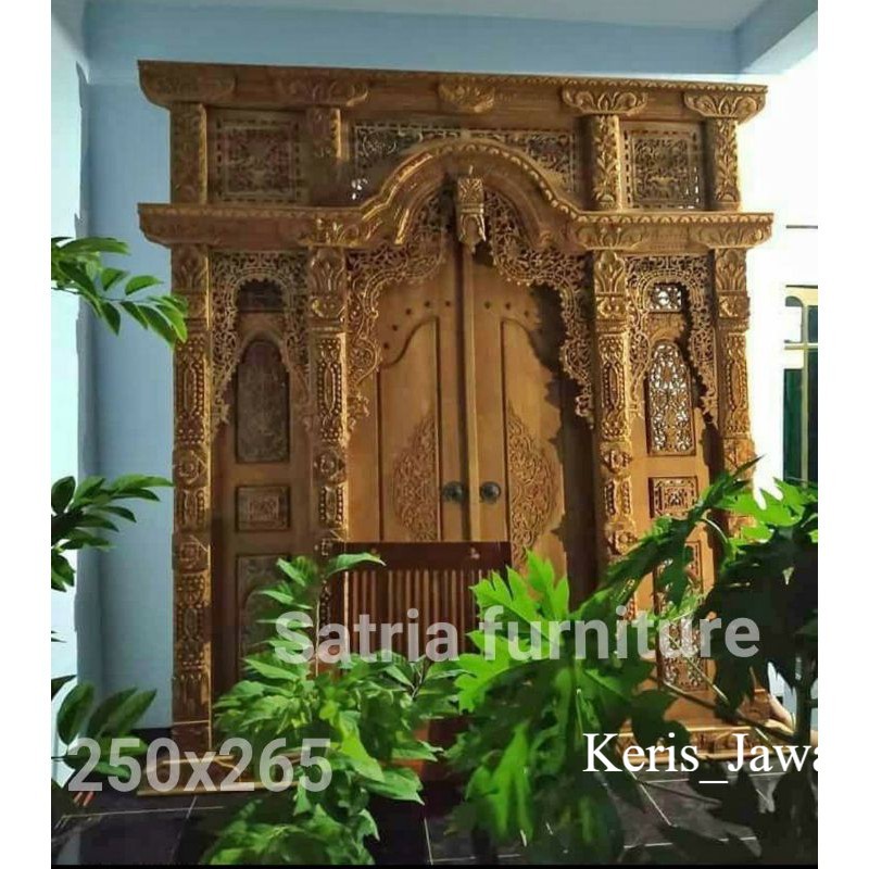 kerajinan furniture Gebyok kusen pintu ukir kayu jati tuwa&mewah berkuwalitas finising dari jepara j