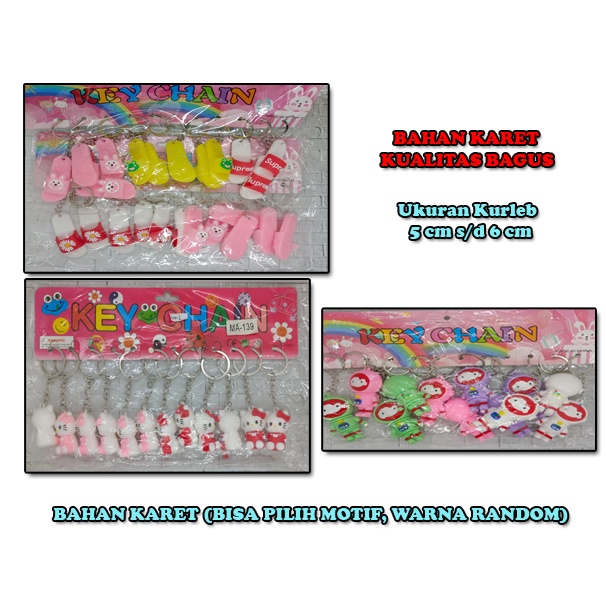 * NCC * Gantungan Kunci Aneka Bentuk Squishy Karet Wayang Kayu Plastik Fiber Khas Jogja Lucu Imut Ganci