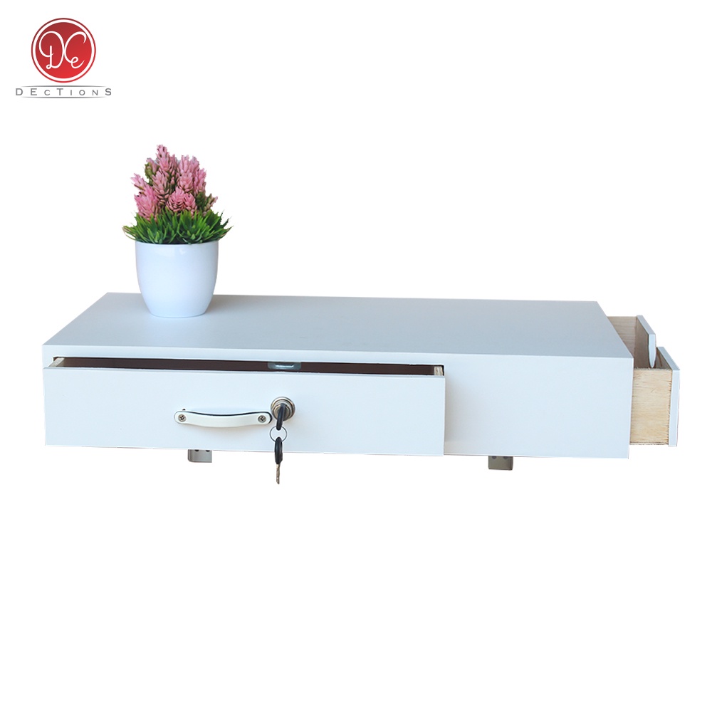 Dections Rak Laci Dinding Gantung Model Lipat 60x30cm - 2 Kotak Penyimpanan dengan Kunci