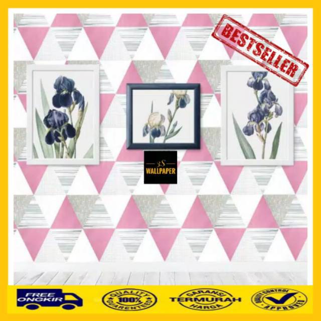 Wallpaper Dinding Segitiga Pink Wallpaper Dinding Wallpaper 3D Wall Sticker 3D Pink Triangel Wallpap