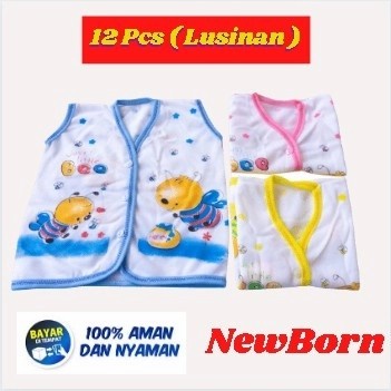 BAJU BAYI LAKI LAKI PEREMPUAN 0 6 BULAN TANPA LENGAN LUSINAN 1 LUSIN 12 PCS/NEWBORN