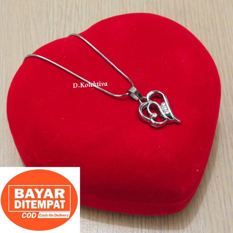 COD KALUNG TITANIUM LIONTIN LOVE HEART HATI COUPLE ANTI KARAT DAN ANTI LUNTUR