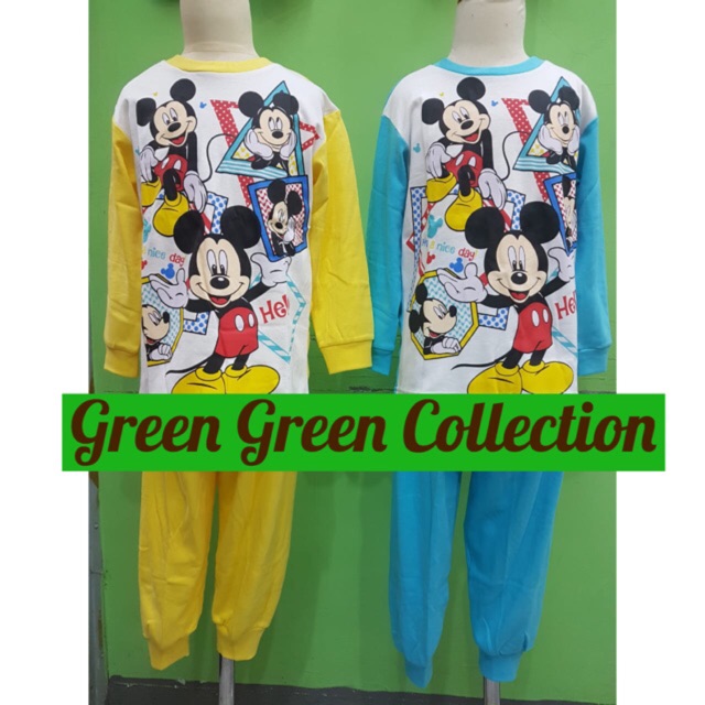 Piyama Kaos Anak Premium Mickey Red/Yellow