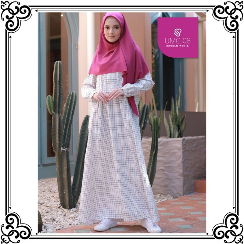 Gamis Putih Simple Elegan Baju Gamis Terbaru Kekinian Dress Katun Jepang Premium Ukhti UMG08  Fashio