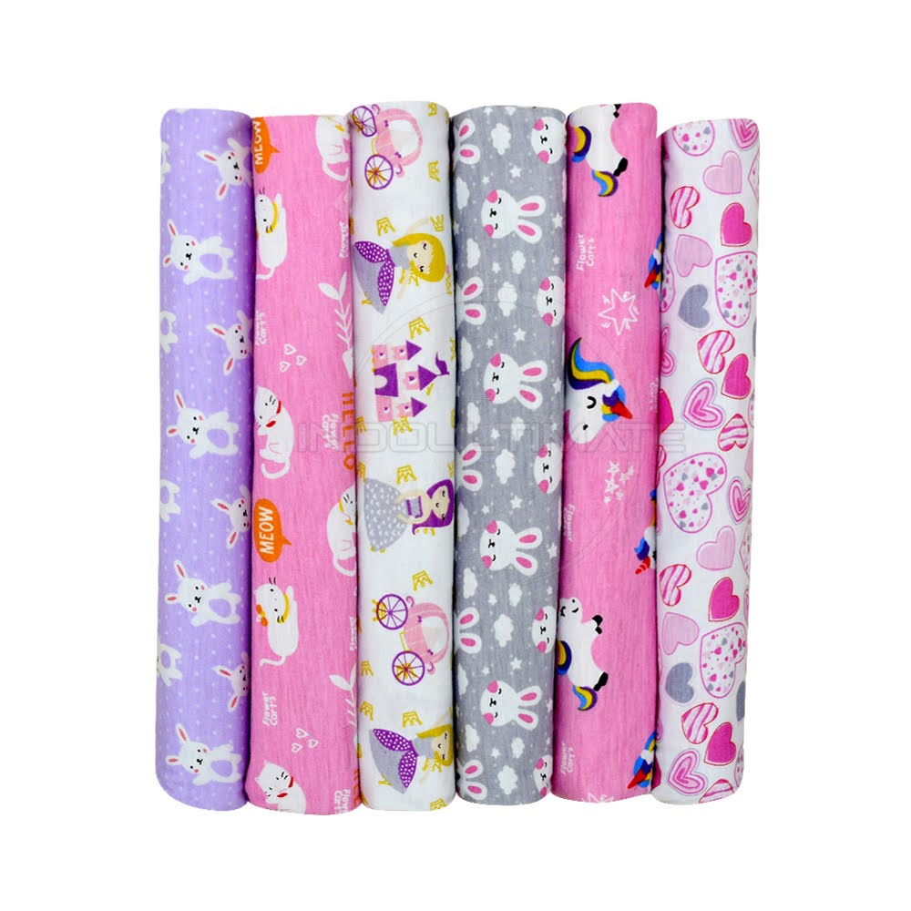 6Pcs Selimut Bayi Bedong Bayi Baru Lahir Alas Tidur Bayi Kain Bedongan Bayi Motif Lucu COTTON Print BC-306 (100 x 90 cm) BC-307 (120 x 75 cm) Perlengkapan Tidur Bayi New Born